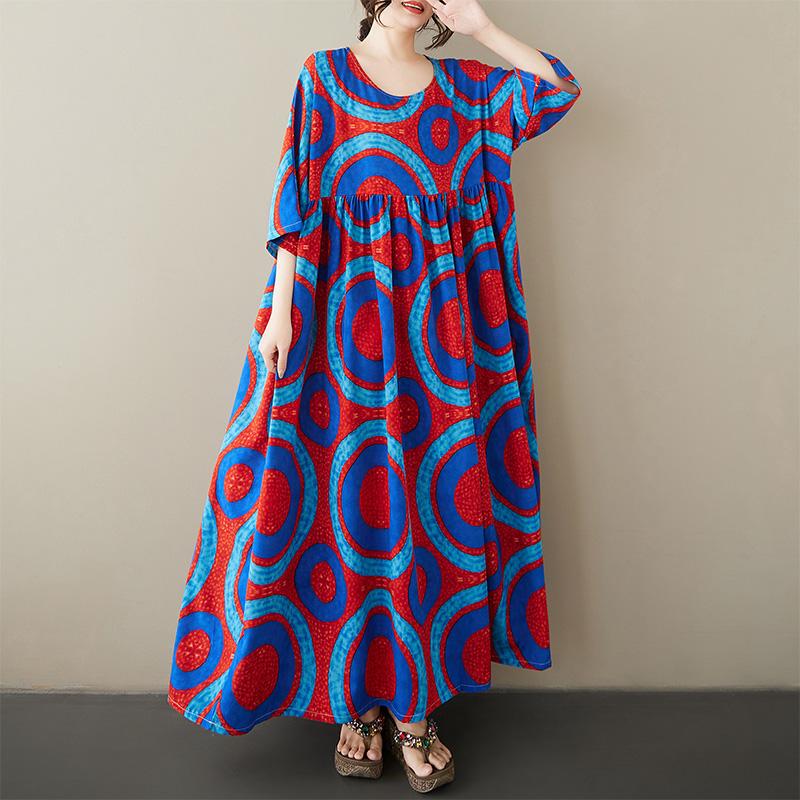 Dimanaf Плюс размер Новое 2025 женское летнее платье Базовое повседневное длинное модное свободное винтажное пляжное платье