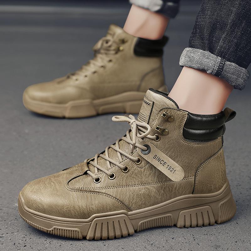 Fashion Men Boots Retro High Top Leather Booties Autumn Winter Platform Boots Outdoor Tooling Men Shoes Botas De Hombre