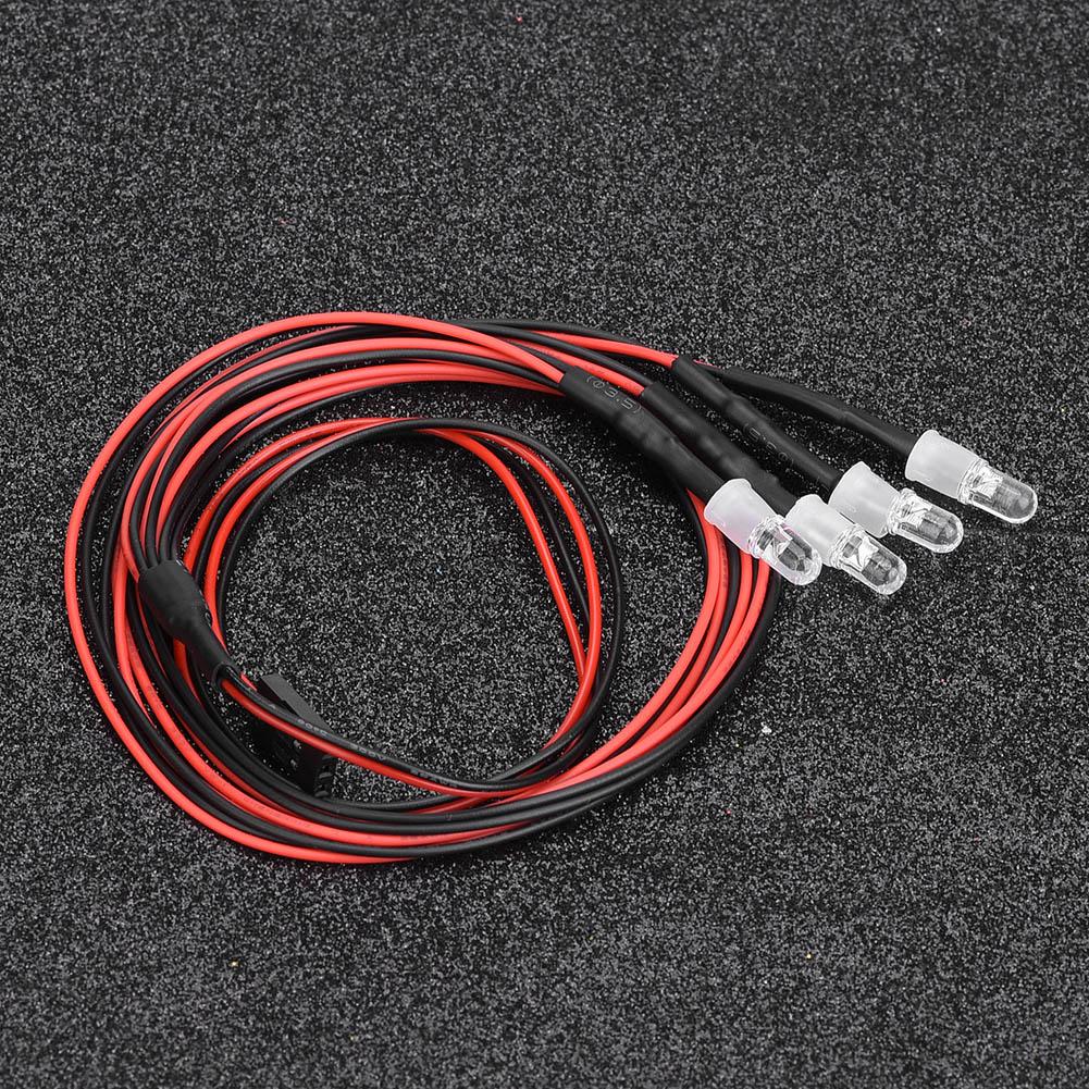 4 шт 5 мм фары RC аксессуар светодиодные фонари для 1/10 модели автомобиля грузовика (13#Белый свет Красный свет)