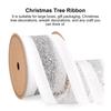 1 Roll 10 Yards 2.5Inch Christmas Ribbon Glitter Gift Wrapping Ribbon Vibrant Color Xmas Tree Ribbon DIY Crafts for Home Decoration