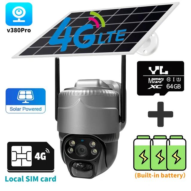 V380 Pro PIR Detection PTZ Беспроводная наружная камера видеонаблюдения Wifi 4G SIM Солнечная панель IP Автоматическое отслеживание CCTV
