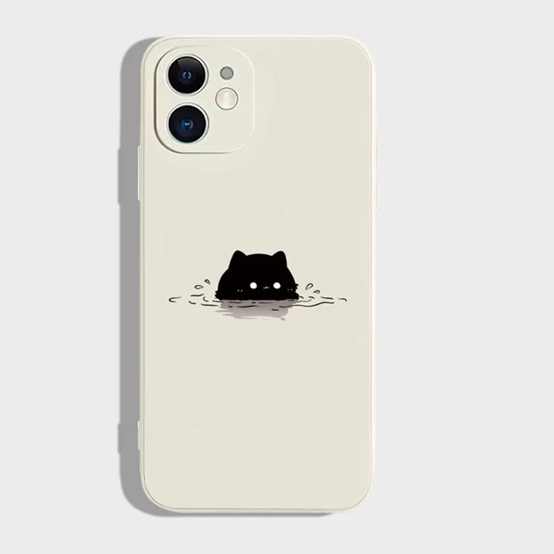 Забавный Черно-Белый Кот Любители Пара Чехол для Телефона Для iPhone 16 15 14 13 12 11 Pro Max XS X XR 7 8 SE Силиконовый Парный Чехол Funda