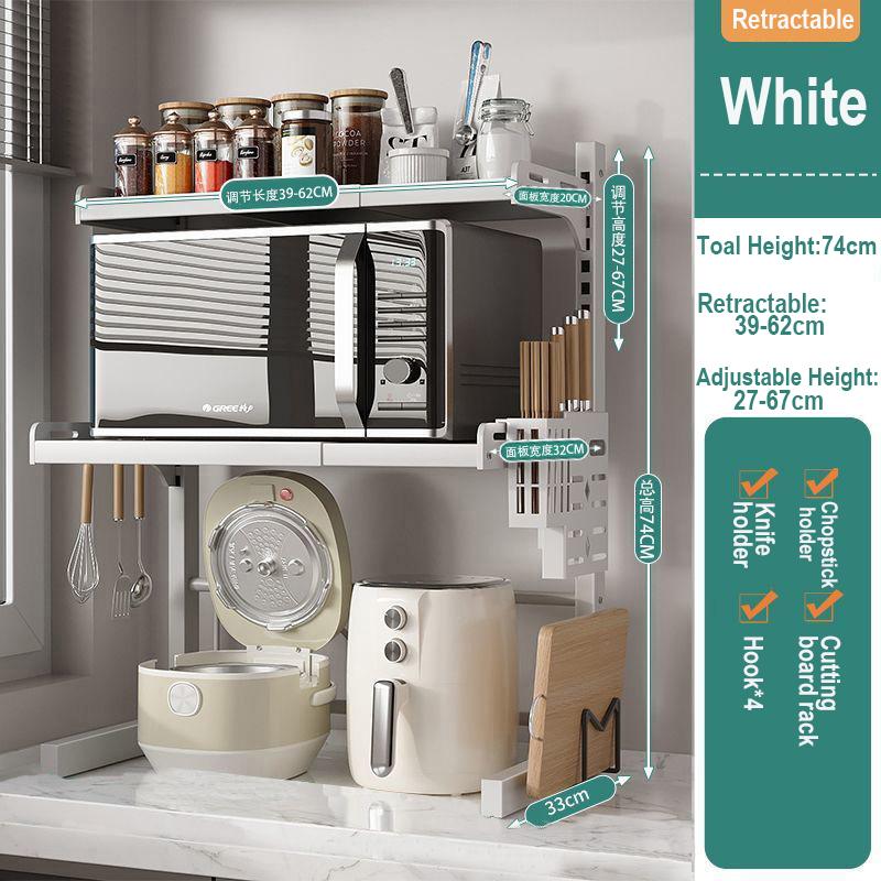 Кухонная выдвижная стойка для хранения микроволновой печи, бытовой органайзер для кухонной столешницы, шкафы для хранения кухонной утвари, регулируемая полка для специй