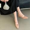 2025 new autumn square head back empty bow thick heel shallow mouth versatile OL commuter professional women's single shoes