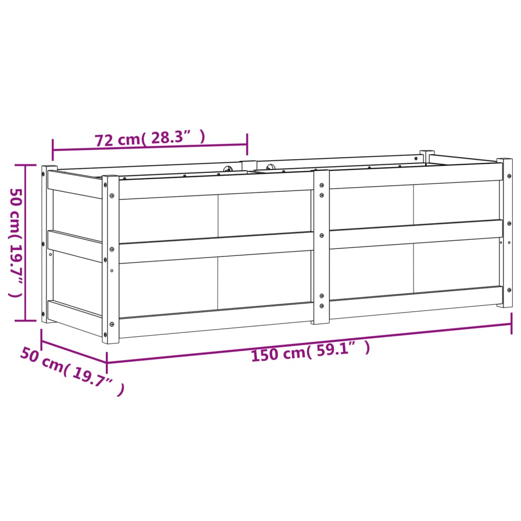 Plant Box White 150x50x50 cm Solid Pine Wood