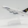 Модель самолета Airbus A380 авиакомпании Lufthansa, литой сплав, 16 см - Готовая к демонстрации коллекционная модель