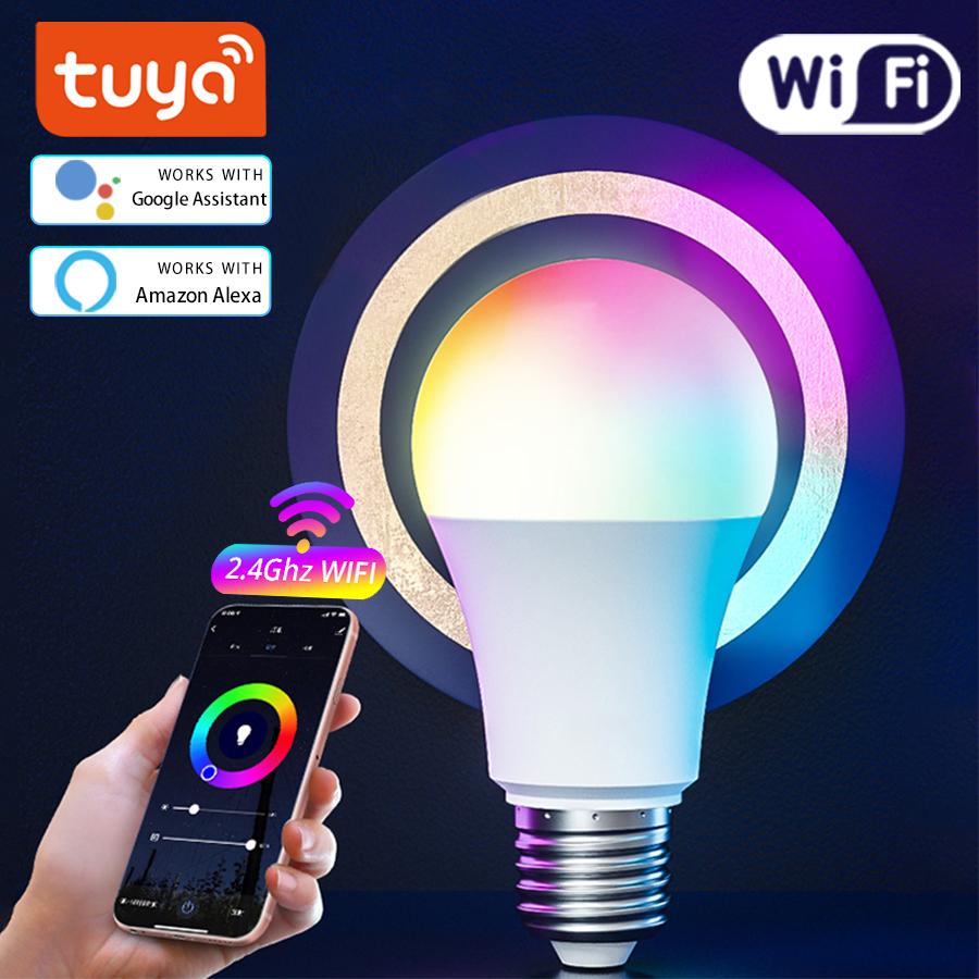 Умная светодиодная лампа 15 Вт с поддержкой Wi-Fi, голосовое управление через голосовых помощников