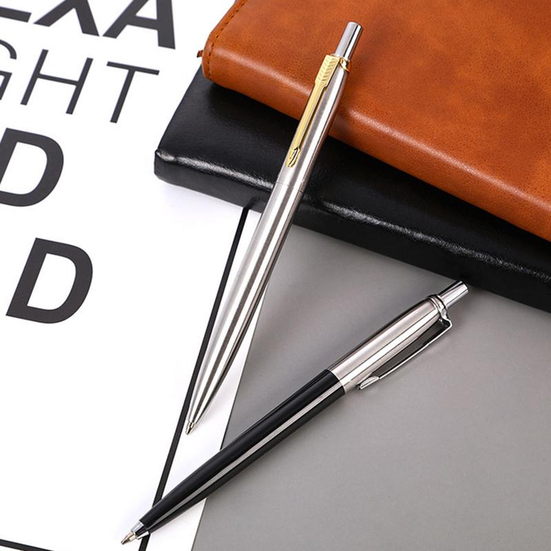 luxury qualitymetal Ballpoint Pen stainless steel color Press signature pen ball point pen Stationery Office Supplies new