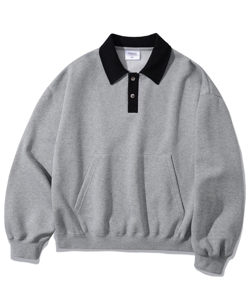 PERSTEP Nomad Two-Tone Collared Sweatshirt Gray Hymt4526
