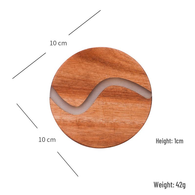 Acacia Wood Food Tray with Resin Marble Coaster - Perfect for Serving Tea, Bread, Fruit and Dinner