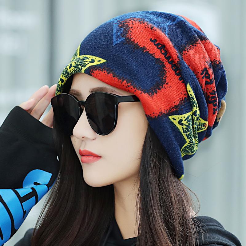 New fashion color matching five-pointed star pullover hat, European and American style ear protection headgear is hot-selling in stock