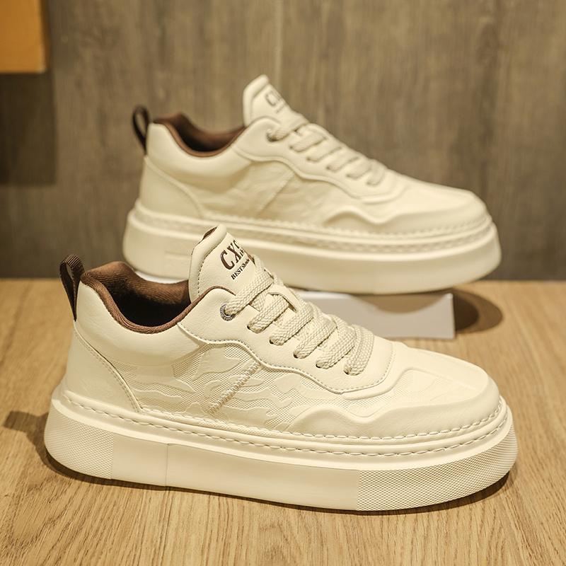 Autumn feeling white board shoes casual leather shoes sports thick sole increase