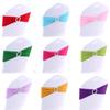 Wedding Party Chair Cover Solid Color Elastic Bowknot Stretch Removable Chair Cover Decorative Accessories