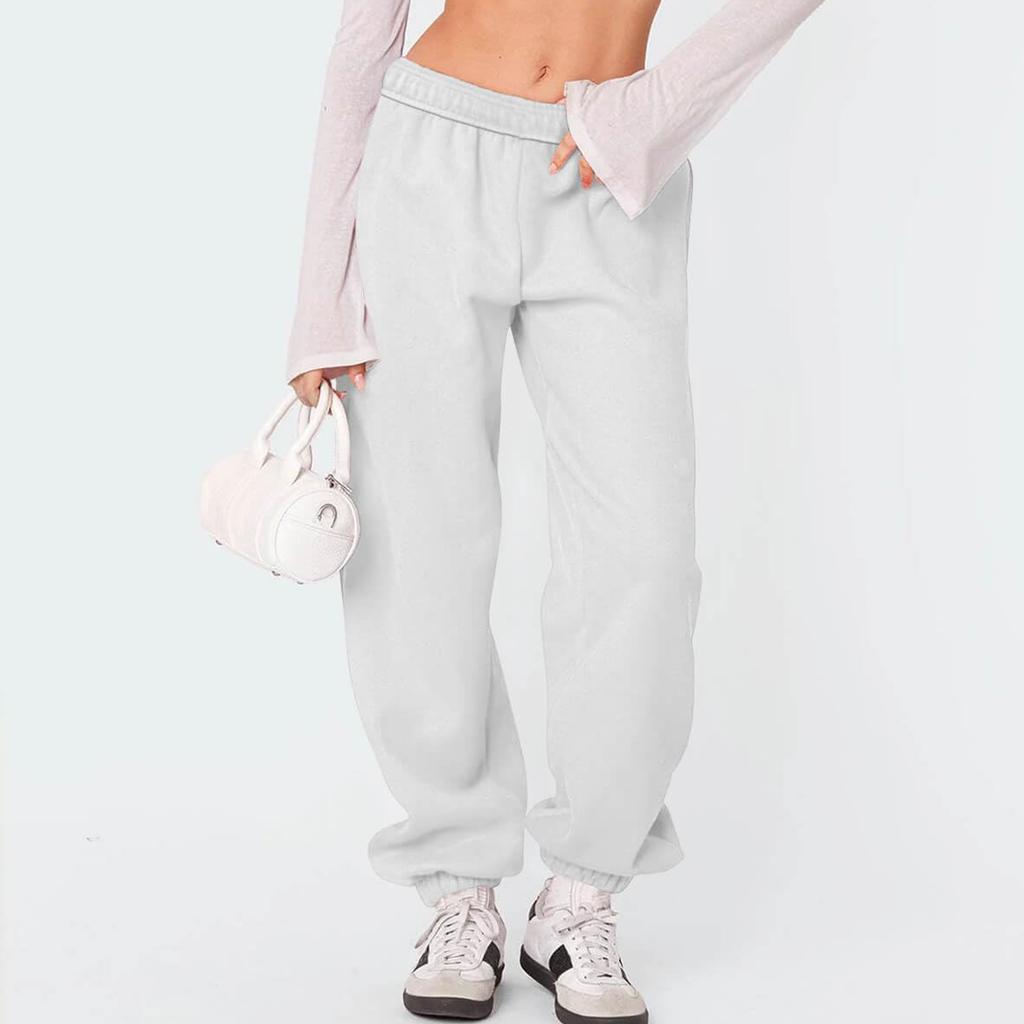 Женские флисовые спортивные штаны Зимние спортивные штаны с высокой посадкой на кулиске Мешковатые штаны-джоггеры