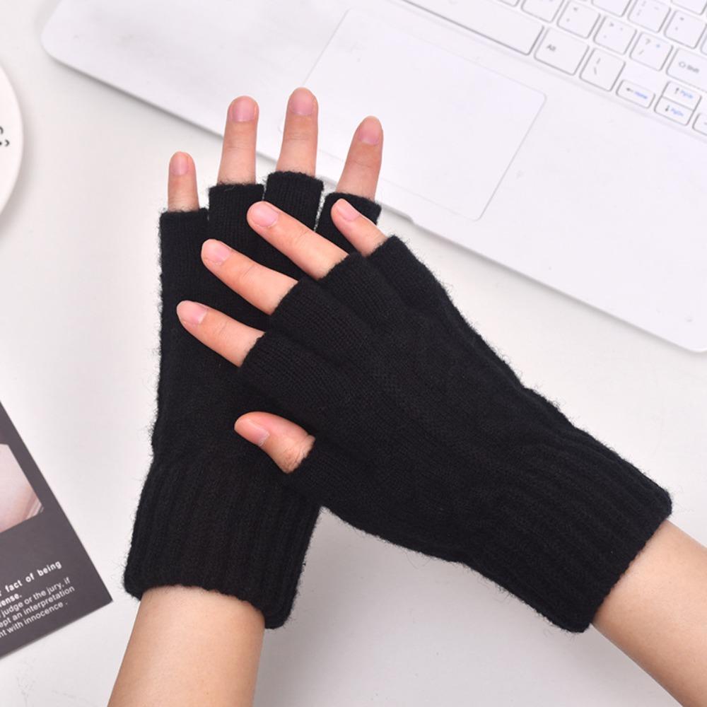 Thick Fingerless Glove Solid Color Mittens High Quality Half Finger Gloves Winter Outdoor