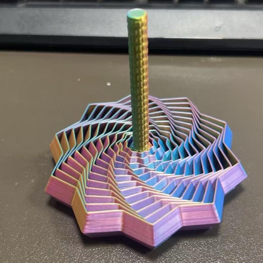 1PCS 3D Printed Decagonal Fingertip Decompression Soothing Toy with Handle To Expand Sensory Decompression Star-shaped Novelty Gyro