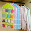 16 Grid Pockets Wardrobe Hanging Organizer Socks Bra Underwear Clear Rack Hanger Storage Bag Saving Space