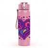 1PC Multicolor Swirl Heart Love Art Print 750ml Color Plastic Sports Water Bottle Leakproof Flip Straw Lid Suitable for Sports Office Home Use