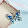 Fashion Copper Color Crystal Rhinestone Butterfly Pendant Necklaces for Women Long Chain Animal Long Necklace Jewelry Party Gift