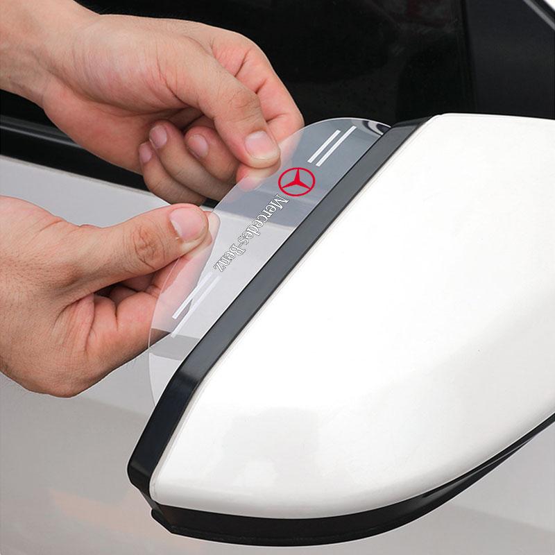 2Pcs Car Rear View Mirror Sticker Rain Shield Shade Cover Styling For Mercedes Benz AMG W212 W205 W246 W177 W176 W213 GLC GLE GLS ML Laser Logo Lamp