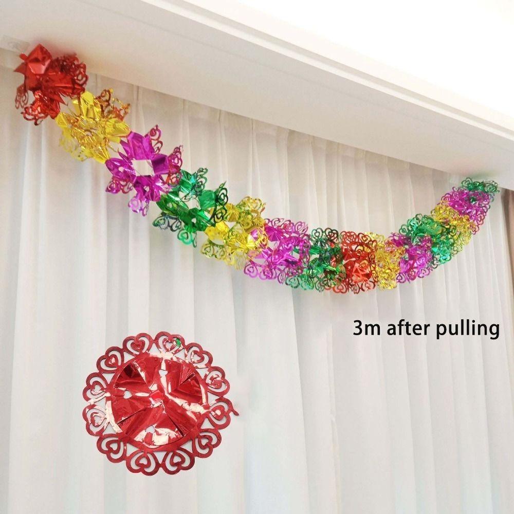 Xmas Gift Party Supplies Hanging Decoration Ceiling Wreath Metalic Foil Garland Christmas Decor
