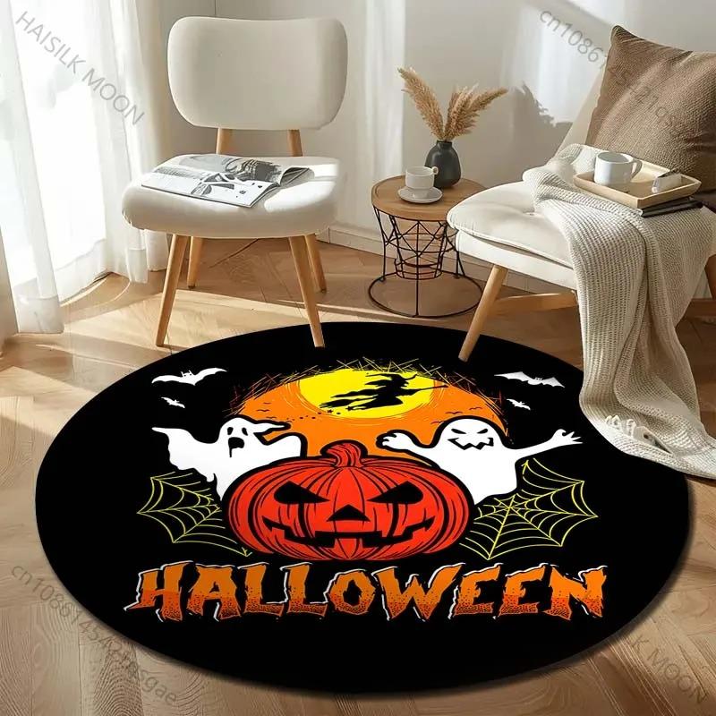 Head Bat Castle Halloween Round Rugs Carpet Child Room Floor Mats Playroom Upholstery Living Room Bedroom Fashion Gaming Rug