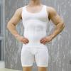 Yousheng Men Fitness Vest U-Neck Sleeveless Body-Shaping Abdomen Tightening Corset Solid Color Back Support Weightlifting Compression Tops