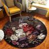 1 шт. Темно-романтический круглый ковер с цветочным рисунком, 2D, плоский, нескользящий коврик для пола, стираемый в машине, полиэстеровый ковер для гостиной, спальни, Декор