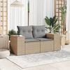 VidaXL Canapé de jardin avec coussins 2 places beige résine tressée 366108