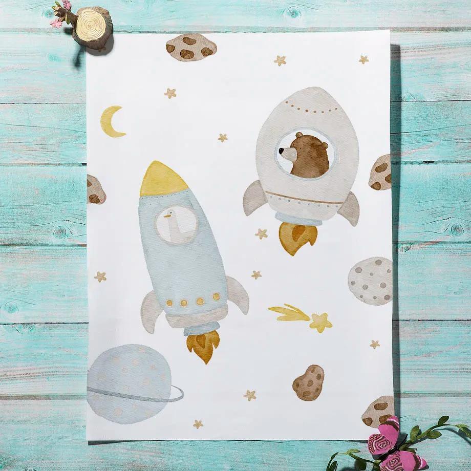 1 шт. Настенный декор, бурый медведь, настенное искусство, холст, живопись, гостиная, интерьер, картины, детская спальня, лиса, белка, милые животные, без рамки