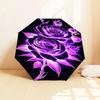 Fluorescent Purple Rose Auto-Open Close Umbrella - Foldable Design, 8-Bone Iron Frame, Outdoor, Festival Gift for Fans, Travelers, Daily Use