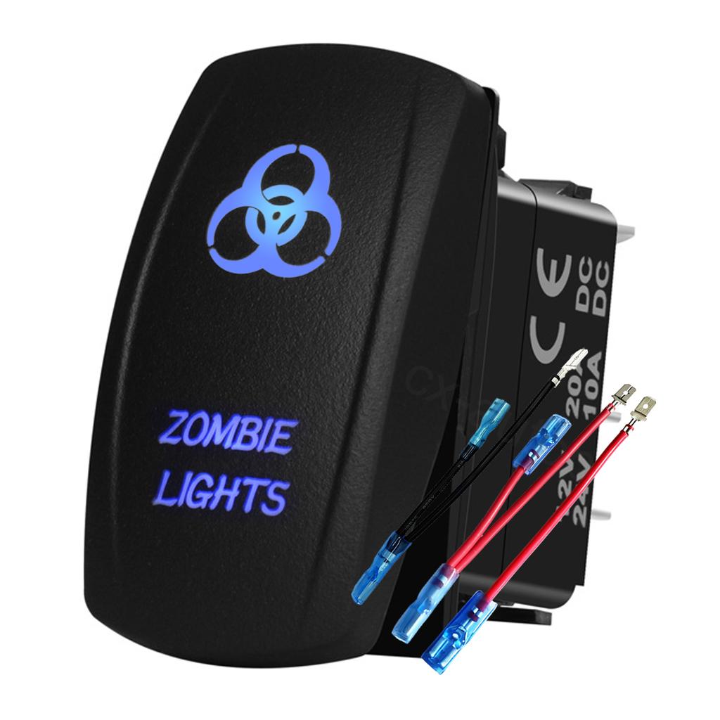 12V 24V Boat Trim Tabs Switch (ON)-OFF-(ON) Momentary Rocker Switch Waterproof Blue Light ON-OFF Toggle Switch With Harness Switches4