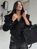 Women's Cropped Faux Suede Jacket Stand Collar Epaulets Cinched Waist Vintage Utility Jacket Sexy Y2K Bomber Coat