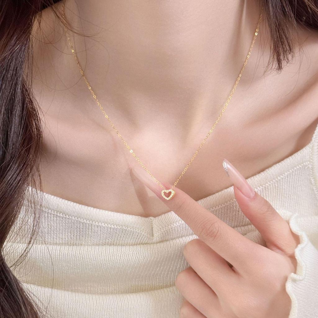 Золотое (18 карат) и стерлинговое серебро (S925) ожерелье с подвеской в виде сердца для женщин - Элегантная и универсальная цепочка на ключицу