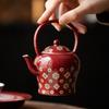 Ceramic Beam Pot Lute Pattern Light Luxury Retro Teapot Home Creative Single Pot with Filter Kung Fu Teaware Not Hot To Handle