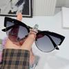 Fashion Metal Half-Frame Sunglasses for Women Retro Cat-Eye Brand Designer Sun Glasses UV400 Shades Eyewear Men Goggles