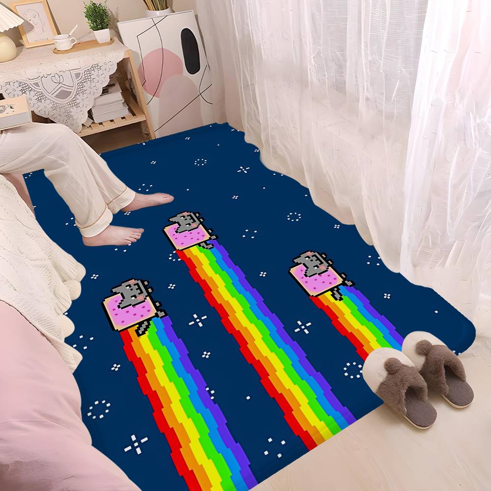 Мультяшные коты N-Nyan Коврики для комнаты Дешевле Противоскользящий Современный Коврик с принтом для гостиной Балкона Приветственный