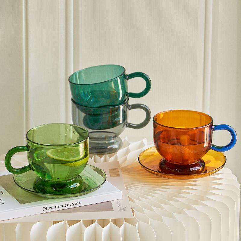 Color Glass Mug Small Tea Cup Coffee Mug Tumbler Cups In Bulk Heat Resistant Glass Coffee Cup Drinkware Wholesale