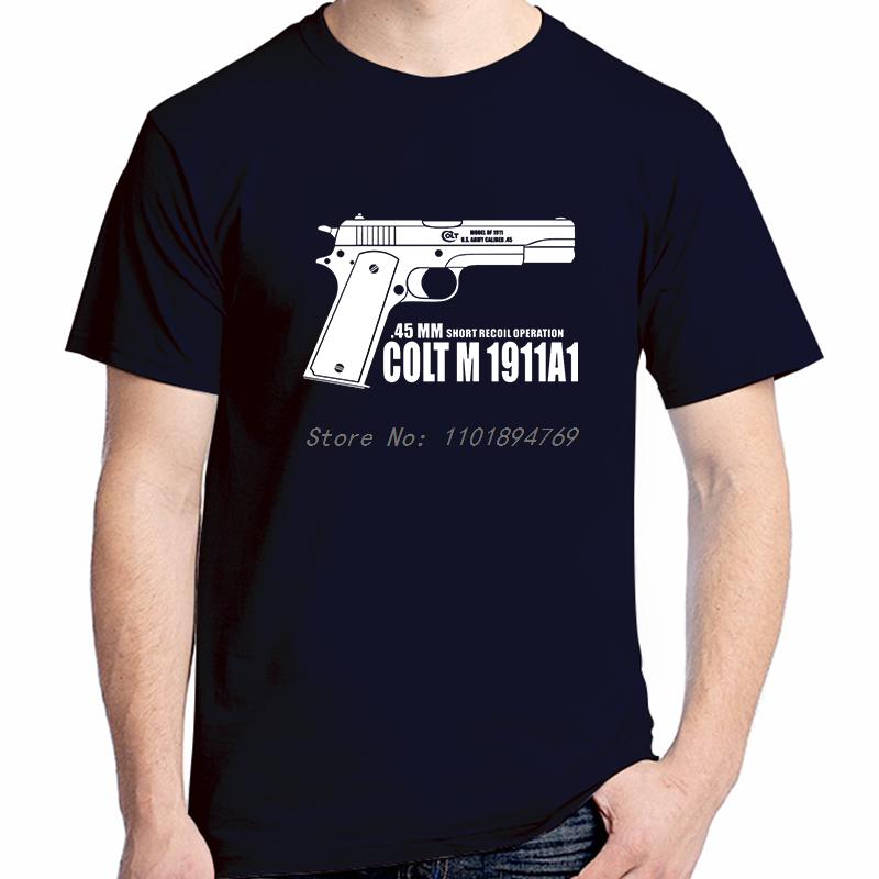 Модные графические футболки Colt M1911a1 Дышащие футболки с принтом Летние хлопковые футболки с коротким рукавом Унисекс Футболка