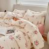 Постельное белье Набор из четырех предметов Приятный к коже Дышащий и Удобный, Мелкий цветочный Стиранные простыни Пододеяльники Наволочки