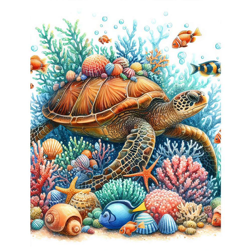 5D DIY Полный квадратный сверло Алмазная картина Морская черепаха Комплект Домашний Декор Искусство