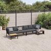VidaXL Garden Lounge Set 4 Pcs with Cushions Black Aluminium, Garden Sofa Set, Patio Sofa Set, 3283697
