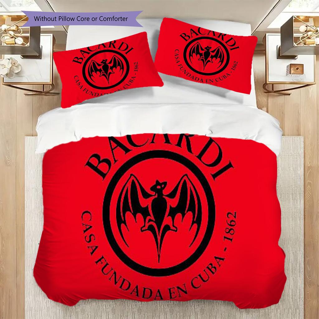 Bat Symbol Background Bedding (1 * duvet cover + 2 * pillowcase, without core) 2D Flat Duvet cover and pillowcase Soft and comfortable Bedding set