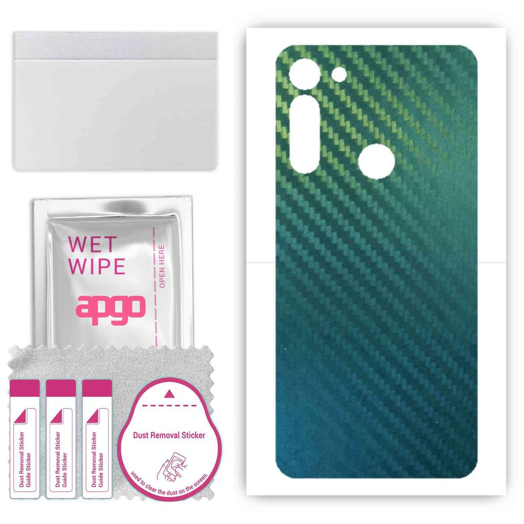 apgo Protective Skin Sticker for the back compatible with Motorola Moto G8, Wrap Film, Foil, Vinyl - Pattern Carbon Chameleon CAKA1