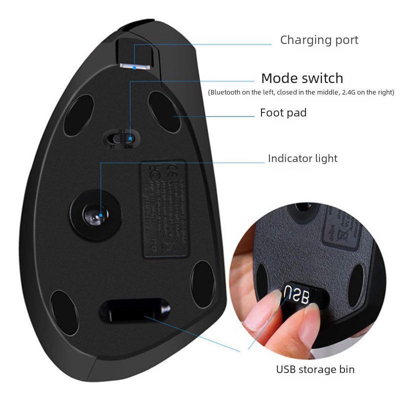 Беспроводная вертикальная мышь Bluetooth 5.0 и 2.4G с двойным режимом и зарядкой