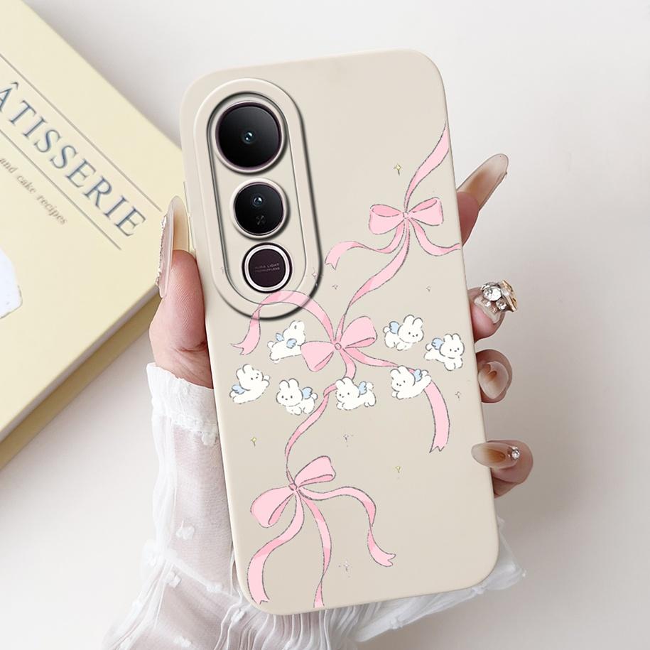 Чехол для Vivo V50 Lite 4G V2441 Чехол Роскошный Бант Расписной Мягкий Жидкий Силикон Чехол для Телефона Для Vivo V50 5G V 50 V50Lite Fundas