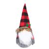 Santa Doll Ornament Red Black Plaid Hat Faceless Cloth Statue Holiday Decoration for TV Cabinet