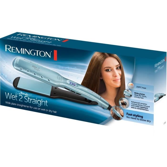 Lisseur - REMINGTON - Wet2Straight S7350 - Plaques larges - Soins à l'huile d'argan et Vitamine E