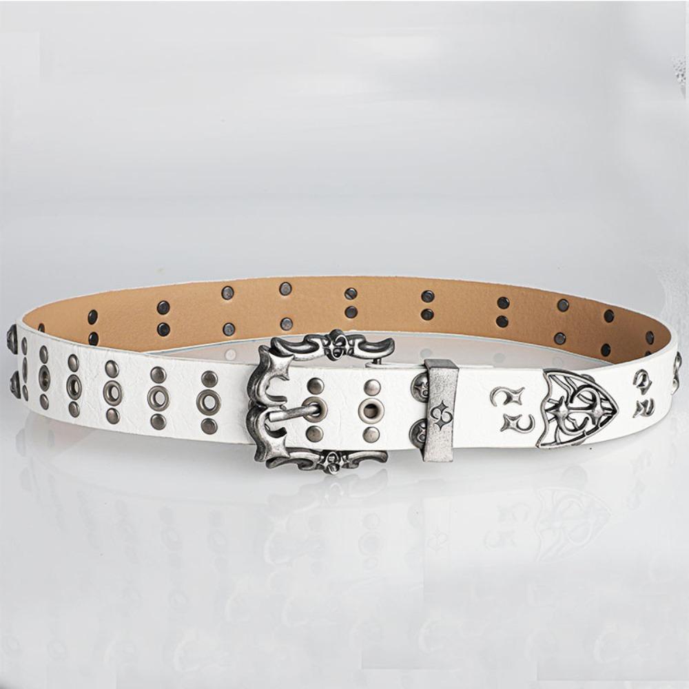 Metal Chic PU Belt Rivert Gradient Imitation Cow Belt New Y2K Jeans Decoration Jeans Decoration