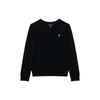 Polo Толстовка FW24 Однотонная Вышивка маленьким пони Пуловер с круглым вырезом Длинный рукав Детские толстовки Черный 313844839-013